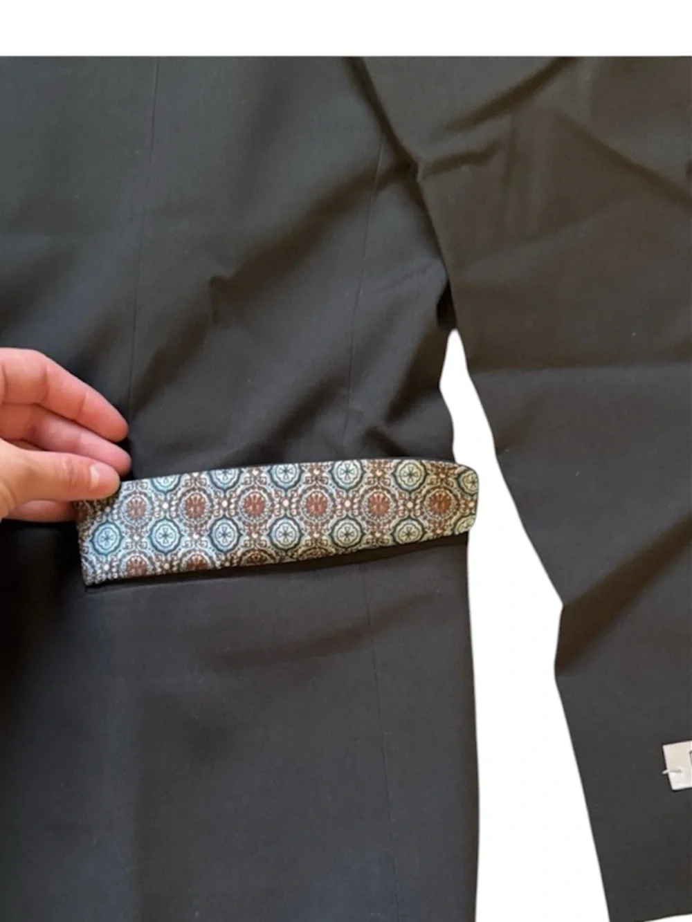 NWT Stacy Adams Black Blazer with Patterned Lining Sport Coat MSRP $349 Size 38R
